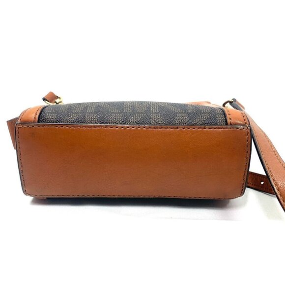 Michael Kors 32T4GLMC1B Mini Selma Crossbody Messenger Bag Brown/Tan 9"W x 5.5"H - Picture 7 of 12